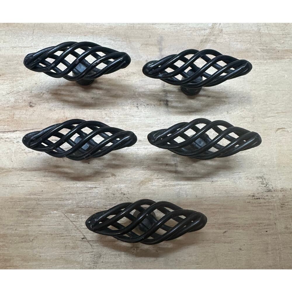 Set of 5 Cosmas 1749FB Flat Black Birdcage Cabinet Knob